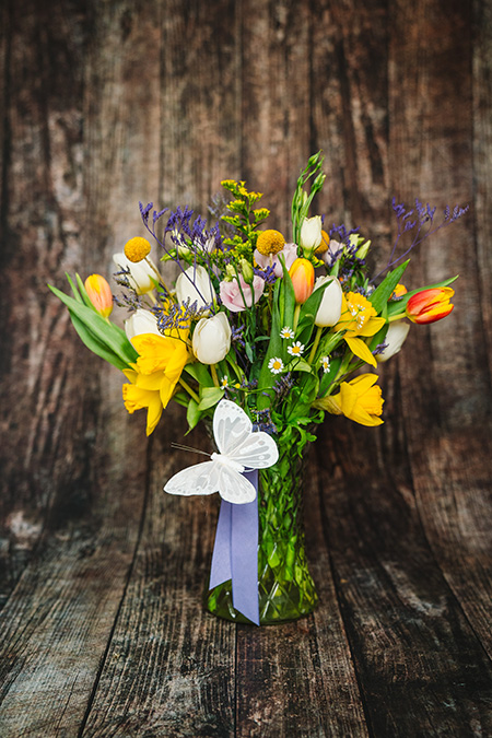 Lilac & Yellow Floral Vase