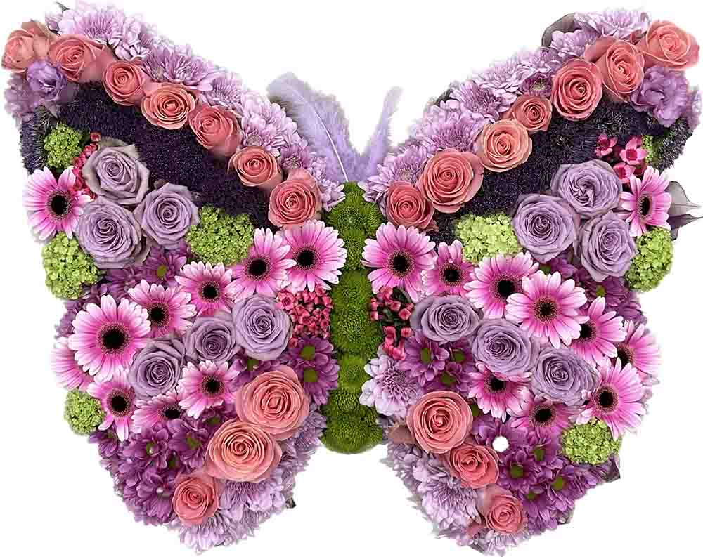 Butterfly flower arrangement for a funeral