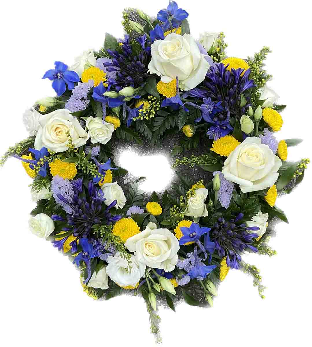 White and purple flower wreath