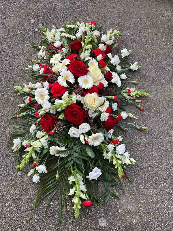 White and red flower spray